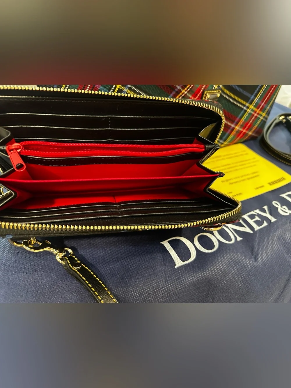 Dooney & Bourke Black Tartan Flynn Tote & Matching Wallet Set - Gently Used